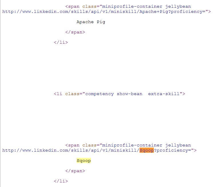 Google LinkedIn Cached Result Sqoop Page Source Code