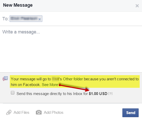 Facebook Message 1 Dollar