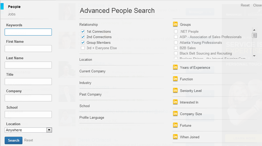 LinkedIn New Search Interface complete