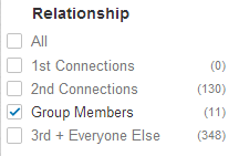Unfortunately, you cannot search for group-only connections with LinkedIn LinkedIn sort by connection