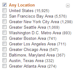 LinkedIn Recruiter still allows you to see the top 10 results per search facet Linkedin top 10 locations