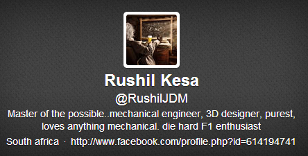 Twitter bio example South Africa Mechanical Engineer
