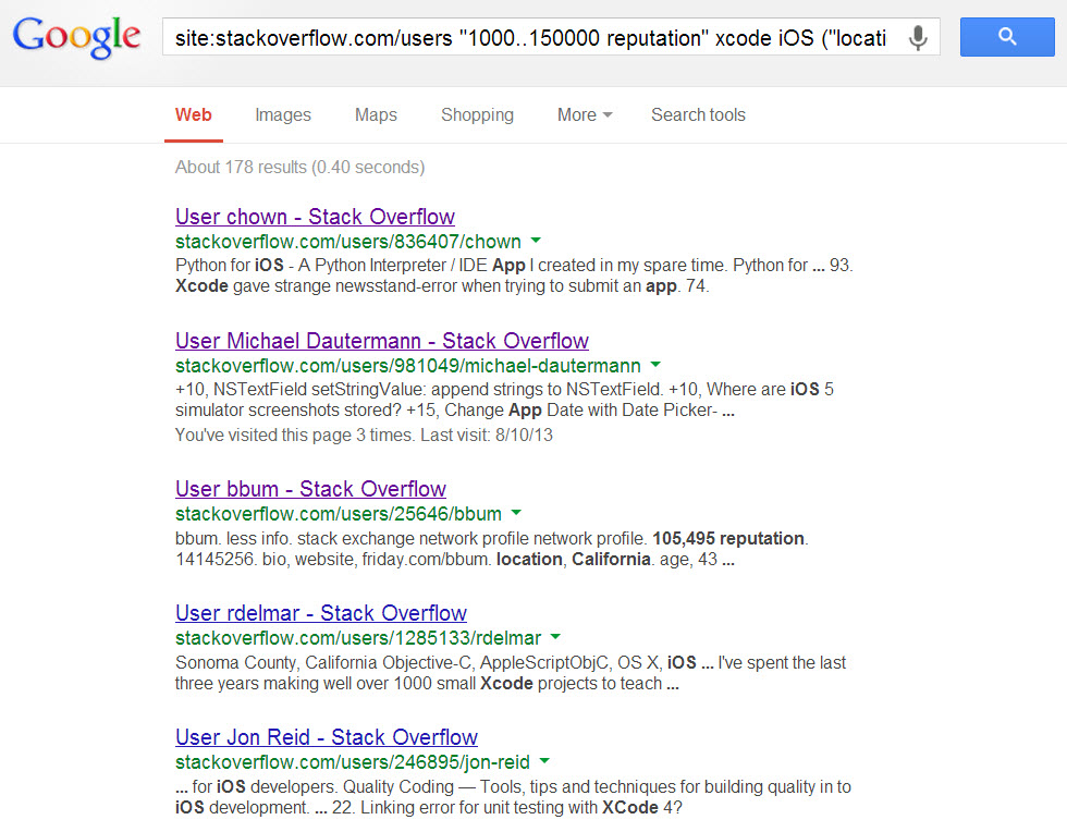 Stack Overflow Reputation Search 1