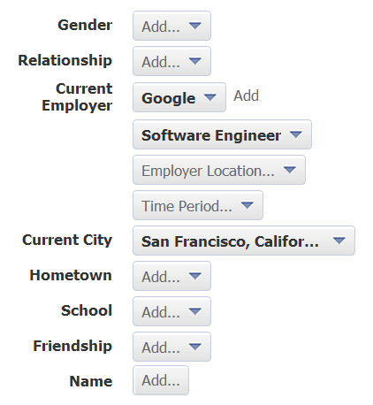 Facebook Graph Search Interface
