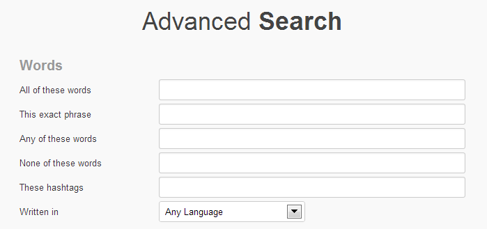 Twitter Advanced Search Interface Twitter Advanced Search Interface