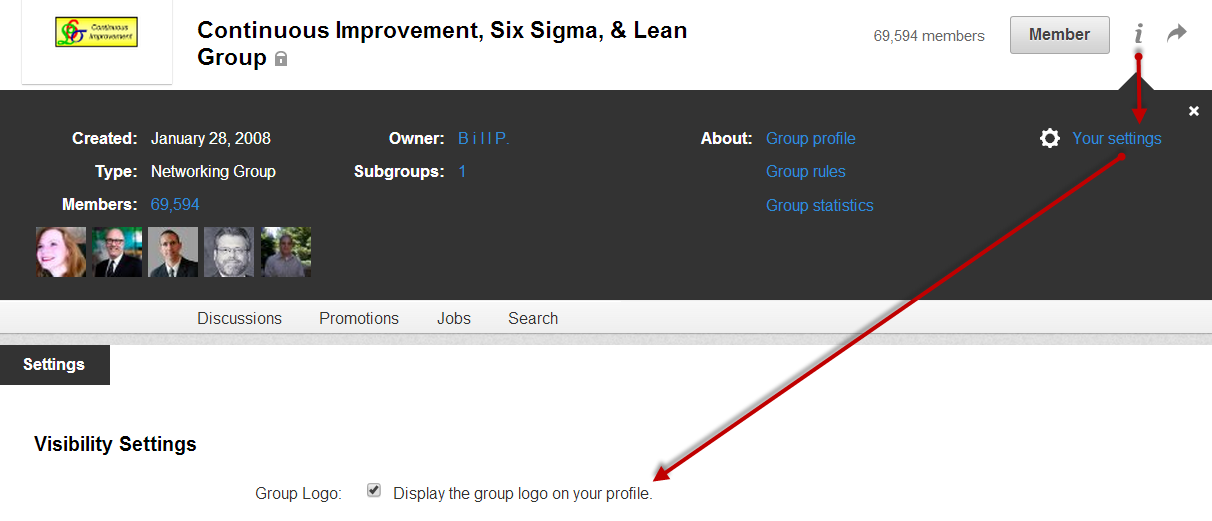 LinkedIn Group Settings Visibility
