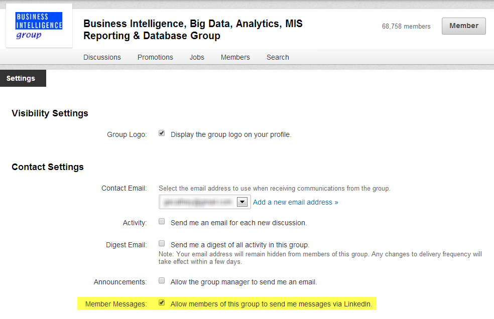 How to disable the ability of group members to send other group members for free LinkedIn Group Messaging Option