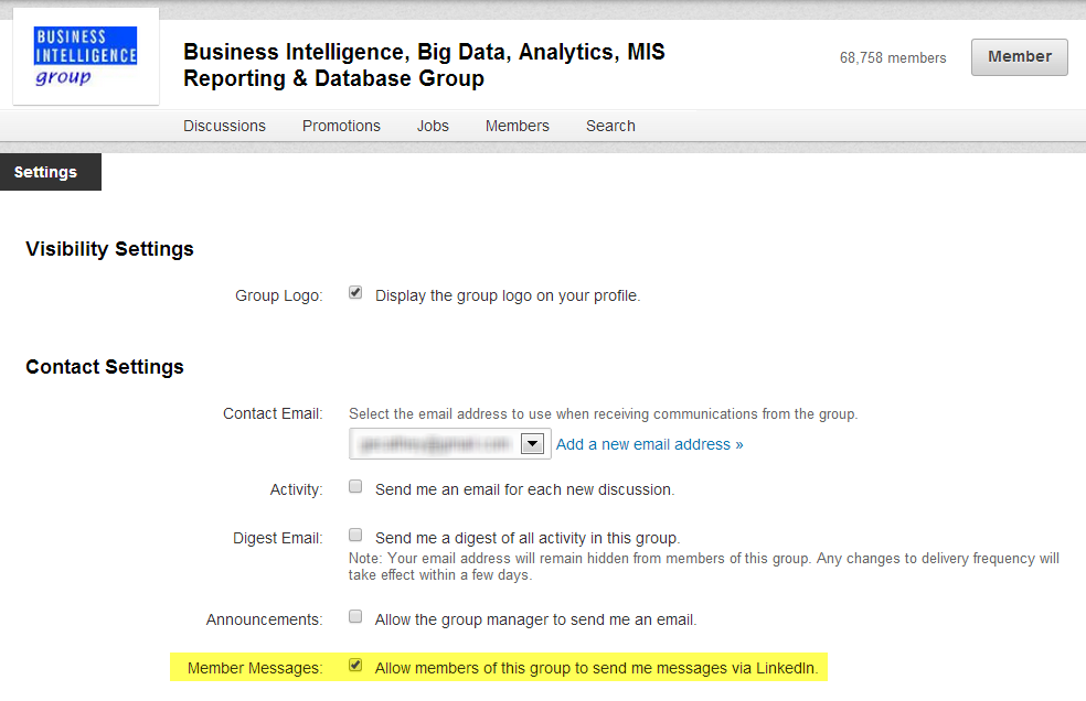 LinkedIn Group Messaging Option