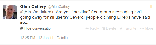 Question to LinkedIn about free group messaging