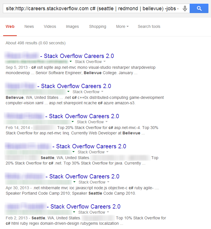 Stack Overflow X-Ray Search Results