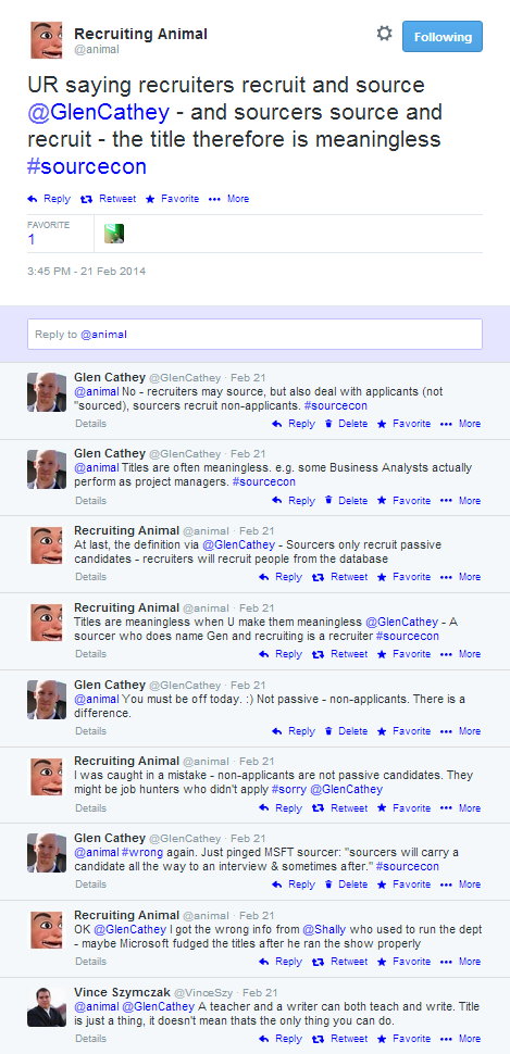 Twitter Disagreement Over Sourcing and Recruiting with @Animal