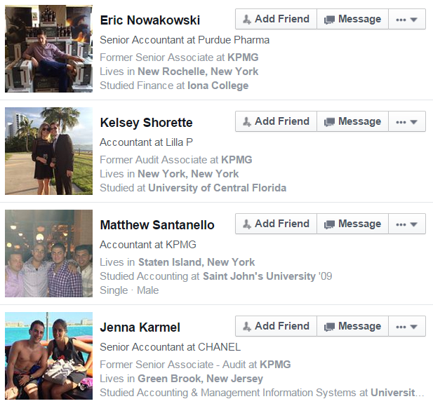 Facebook Graph Search Former KPMG Accountant Near New York