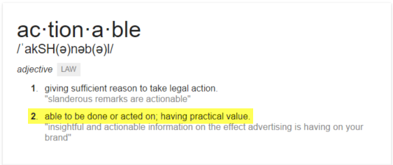 Definition of Actionable